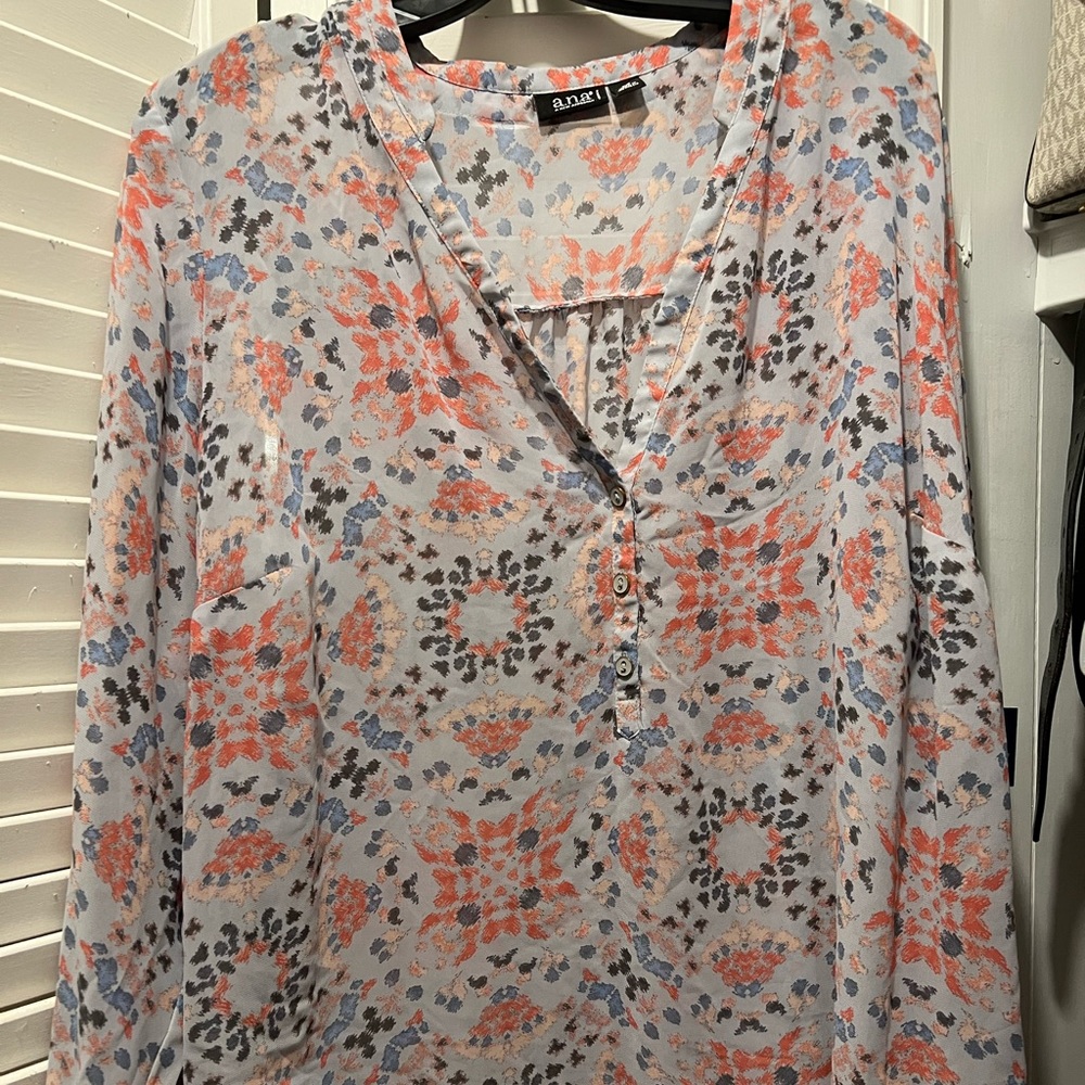 Multi color sheer long sleeve blouse